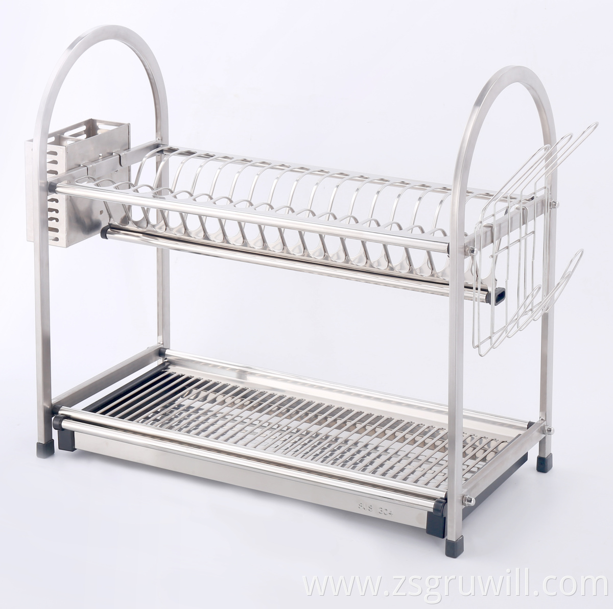 wall mounted hanging stainless steel plate draining kitchen dish drying rack with tray